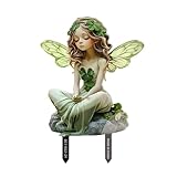 Beauace Elfe Gartendeko Stecker，2D Grüne Elf Gartenstecker für draußen, Lustige Gartenfigure Elfestecker (Grün, 14.5cm*12.5cm)