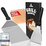 Fun OUTDOORS Edelstahl Grillspachtel Set, inkl 20x Smash-Burger Burgerpapier, Hamburger Grillwender Burgerset Fleischwender, BBQ Grill Teppanyaki Plancha Spatula Wender Spachtel, Männer-Geschenk