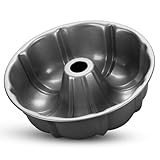 TEAMFAR Gugelhupfform, 25,5 cm Karbonstahl Gugelhupf Backform für Gugelhupf Pudding Brot, Runde Groß Kuchenform Napfkuchenform mit Antihaftbeschichtung, Leicht zu reinigen, Robust & Gesund, Grau