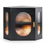 GUUSII HOME Brotkasten Holz Eck Brotbox Küche Brotaufbewahrung Gross Brotkästen 2 Etagen Brotbehälter Zirbenholz für Brot Aufbewahren mit Magnetisch Acryltür Einstellbare Höhen Bread Box Bin(Schwarz)