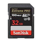 SanDisk Extreme PRO SDHC UHS-I Speicherkarte 32 GB (V30, Übertragungsgeschwindigkeit 100 MB/s, U3, 4K UHD Videos, temperaturbeständig)