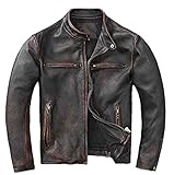 SHOP OF JACKETS LIMITED Vintage Lederjacke Herren - Schwarz | Motorrad Jacke Herren | Echtleder Bikerjacke
