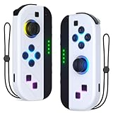 Bonacell Wireless Controllers RGB für S-Witch Joy Pad Ersatz mit LED/Turbo/Wake-Funtion/Dual Motor/6-Axis Groscope Kompatibel S-Witch/OLED