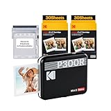 KODAK Mini 3 Retro 4Pass Tragbarer Fotodrucker (7,6 x 7,6 cm) – Paket mit 68 Blättern, schwarz