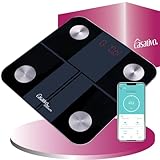 Casativo Digitale 14in1 Körperanalysewaage aus Glas, Bluetooth & App, max. 180 kg, Personenwaage mit grossem LED Display, Apple Health und Google Fit geeignet