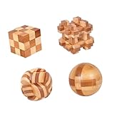 Milisten 4Stücke Teiliges Ming Lock aus Bambus Kreative Pädagogische Puzzles für Erwachsene zur des Logischen Denkens