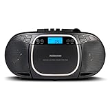 MEDION E66476 Stereo Sound System (Boombox, CD-Player, MP3, Kassette, tragbarer Kassettenspieler für Kinder, UKW Radio, AUX, Kopfhörer, Netz & Batterie) schwarz