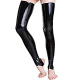 Rubberfashion Latex Strümpfe lang offene Zehen - Overknee Oberschenkel Strumpf - Socken für Damen und Herren schwarz 0.4mm M/Schuhgröße: 39-41