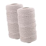 ORFOFE 2 Rollen Baumwoll kochkordel Küchen garn zum Fleischbinden und Backen Starke Schlaufen für Wurstherstellung Rouladen und Grillfleisch Zuschneidbar Natürliche Weiße Farbe