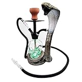 SETSCZY Hookah Set LED Shisha Complete Set Single Hose Clay Bowl Cobra-Shape Kit Skull-Shape Glass Big Smoke with Silicone Hookah Bowl and Colorful LED Light Vase for Better Shisha Smoking Experience