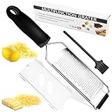 Käsereibe Zitronenreibe Muskatnuss Reibe mit Schutzhülle & Reinigungsbürste & Gummigriff schwarz für Hartkäse, Zitrus, Schokolade, Gemüse, Obst