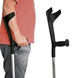 ORTONES - Krücken Paar Schwarz, Orthopädische Gehhilfen für Senioren, Verstellbar mit Praktischem Clip, Aluminium-Unterarmgehstützen, X2 Stück