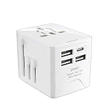 Reiseadapter Weltweit,Universal Reisestecker mit,6 AC Steckdose,3.5A USB-Smart-Ausgang,3USB A + Type c Internationaler Steckdosenadapter