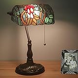 Banker-Lampe, Tiffany-Stil, Schreibtischlampe, floraler Lampenschirm, Buntglas-Tischlampe, Nachttisch, Nachttisch, Klavier, Leselampe, Arbeit, Studium, Schreibtisch-Licht, Dekor, Zuhause, Schlafzimme