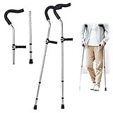 Faltbare Unterarmgehstützen aus Edelstahl mit bequemen Polstern und ergonomischen Griffen, ideale Mobilitätshilfe für Erwachsene