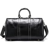 BHBYAFASH Reisetasche Travelite Sporttasche, Reisetasche for Herren Retro-Leder mit großer Kapazität for Wochenendübernachtungen Handgepäck for Business-Reisetaschen(Schwarz)