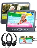 GOnavidio 10,5 Zoll Auto DVD Player 2 Monitore mit HDMI-Eingang, Kopfhörern, Monitore Kopfstütze, Auto Fernseher Rücksitz unterstützt für USB/SD-Karte, AV-EIN-/Ausgang, ohne Akku