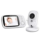 GHB Babyphone mit Kamera Baby Monitor 3.2' LCD Nachtsicht VOX Modus Gegensprechfunktion und Schlaflieder drinnen