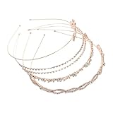 FRCOLOR 4 Stück Strass Haarreif Haarbänder Hochzeits Tiara Strass Haarschmuck Hochzeits Haarschmuck Braut Tiara Blumenmädchen Haarband Hochzeits Stirnband Strasssteine Roségold