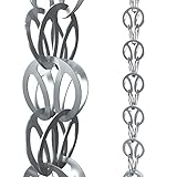 Rain Chains Direct Moderne Schlaufen-Regenkette, 2,5 m Länge, Aluminium, grau, funktionaler und dekorativer Ersatz für Dachrinnen-Fallrohre