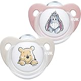 NUK Trendline Baby Dummy, 6-18 Months, BPA-Free Silicone Soothers, Disney Winnie the Pooh, Pink (Girl), 2 Count