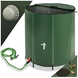 tectake® Regenwassertank für Garten und Camping, Tonne faltbar, Regentonne mit Deckel und Wasserhahn, Wassertank, Regenwassersammler, Zisterne, Regenfass mit Hahn, Wassertonne - 500 l