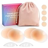 daidora 2 Paar Nippelpads Nipple Cover Wasserfeste & Unsichtbare Wiederverwendbar, Brustwarzenabdeckung mit Tragetasche (Champagner, M)