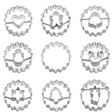 Weihnachten Linzer Ausstecher Set, 9 Stück Linzer Ausstechformen Keksausstecher, Plätzchenausstecher Weihnachten, Klein Linzer Ausstecher für Plätzchen, Kekse und Fondant