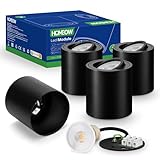 HOMEOW 4 Stück Aufbauspot Schwarz, 30° Schwenkbar Deckenspots Aufputz GU10, Ø80x85mm Aufbauleuchten aus Aluminium für GU10 & LED Module, mit GU10 LED Lampe Warmweiß 6W 230V, Rund