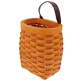 DOITOOL Aufbewahrungskorb mit Lederschlaufe Handgewebter Hängender Wandkorb für Obst Gemüse und Blumen Leichter Sammelkorb für Küche und Wohnzimmer