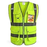 HPHST Warnweste für Herren and Damen Hohe Sichtbarkeit Fahrradweste mit Reißverschluss Reflektierende Weste Arbeitsweste EN ISO 20471 (Gelb XX-Large)