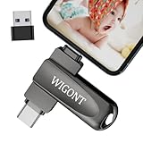 WIGONT Speicherstick für iPhone USB Stick 256GB,USB Stick für i0S/Android/PC,mit Separatem USB-Adapter.Robustes und Kompaktes USB Stick zum Speichern von Mehr Fotos und Videos,Keine APP Erforderlich.