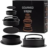 GOURMEO 3 in 1 Burgerpresse aus Aluguss - Burger Patty Presse für kleine große gefüllte Patties - Hamburgerpresse inkl. 50 Blatt Antihaftpapier - Burger Press - Patties Presse