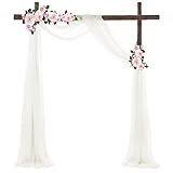 BIT.FLY Hochzeit Vorhang Weiß Querbehang Freihanddeko - Hochzeitsbogen Drapierstoff Tüllstoff 135 x 500cm Organza für Kreuzvorhangladen Hochzeiten Bühnen Feste Bettvorhänge und Heimdekoration