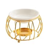 Duftlampe für ätherische Öle, Metall, Kürbisform, mit Keramikschale, Teelichthalter, Aromatherapie-Diffusor für Zuhause und Büro