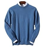 100 % Kaschmir-Pullover für Herren, alltäglich, warm, All-Match-Strickpullover, Jersey, blau, Groß