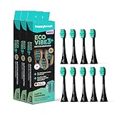 happybrush® Nachhaltige Aufsteckbürsten für elektrische Schall-Zahnbürste Eco VIBE 3 - Schwarz/Mint - weich - 3x3 Stück