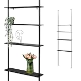bremermann Teleskop-Wandregal mit 4 Ablageböden aus Bambus, vielseitig einsetzbar im Wohnzimmer, Flur, Bad, Büro oder Küche - Variable Einbauhöhe von 140 bis 290 cm (Komplett Schwarz)