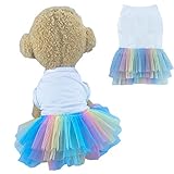 ANIAC Hundeweste, Rock, Welpen, Prinzessinnenkleider, niedliches Geburtstagstütü-Rock, Doggy-Hochzeits-Outfit, Haustierkleidung für Katzen und kleine, mittelgroße Hunde (Größe S, Weiß)