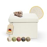 Laleni Sitzwrfel mit Stauraum - Truhenbank 41x31 cm - Sitztruhe - Aufbewahrungsbox - Sitzbank klein - Beige