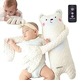 Schlummer Bär Baby Hug Kissen mit Rote-Bohnen Wärmekissen, Baby Spielzeug Elektrisches Patscher Kissen mit Automatikfunktion, Cartoon Animal Soother Puppe, Babykissen für Neugeborene (Bär)
