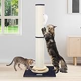 Globlazer Kratzstamm XXL, Kratzsäule Groß Stabil hoch 90 cm & 50 cm 2 IN 1 mit Plüsch Katzenspielzeug 11cm Dicker Stamm Sisal Holz Trackingball, Kratzbaum XXL für Große Katzen (SC35, Dunkelgrau)