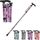 Floral Designer Gehstock/Gehstock/Gehstock/Mobilitätshilfe Ergo höhenverstellbar (lila Blumen)