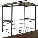 tectake® Outdoor Grillpavillon, Überdachung für Grill, Metall Pavillon für Outdoorküche auf Balkon, Garten oder Terrasse, Sichtschutz, Terrassenüberdachung, Gartenpavillon 240 x 150 x 234 - grau