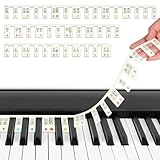 URAQT Abnehmbare Klaviertastatur Notenetiketten,88 Tasten Klaviertasten Noten Aufkleber Wiederverwendbar Anfänger Silikon Klaviernoten Anleitung Keyboard Noten Aufkleber für Kinder und Anfänger