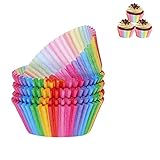 100 Stück Muffin Backformen Cupcake Wrapper Regenbogen Papier Fällen Liners Muffinförmchen für Dessert Backen Geburtstag Hochzeit Party