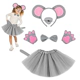 BGTLJKD 6 Stück Maus Kostüm Set, Haarreifen mit Maus Ohren, Ohren Stirnband Schwanz Tier Verkleidung Set, Tier Kostüm Set für Kinder Geburtstagsfeier Cosplay Karneval Party Supplies