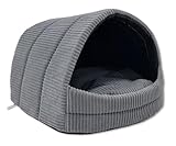 ODOLPLUSZ Hundehütte Hundehöhle Exklusives Haus Hund oder Katze | 2 Größen Komfortabel und Waschbar (Graphit aus Cord, M)