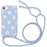 Yoedge Halskette kompatibel mit Apple iPhone 6/6S 4,7 Zoll, Handyhülle mit Kordel, ultradünn, weich, TPU, Bumper Schutzhülle, TPU, 360 Grad stoßfest, mit verstellbarem Kordelzug, Margerite