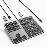 Numeric Keypad Wired Numpad, USB C Ziffernblock Ergonomischer Mini Nummernblock mit 3 USB 2.0, 1 Type C, 34 Tasten, Office Rechennummernblöcke für Laptop, Notebook, Desktop, Computer, PC(Schwarz)